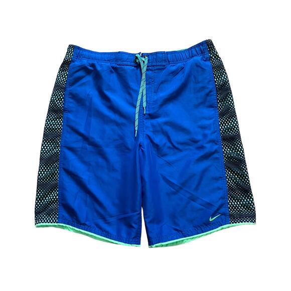 Nike Men's Blue Elastic Waist & Drawstring Swim Trunks | Size Large - Picture 1 of 11